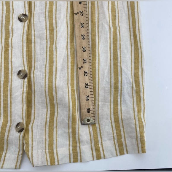 Altar'd State Linen Yellow Striped Button Front Sundress - M - Picture 6 of 10